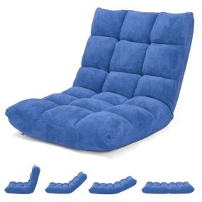 Sofá Perezoso Sofá Plegable Respaldo Ajustable 14 Posiciones Silla de Dormitorio Sala 105 x 56 x 15 cm Azul