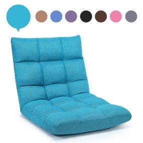 Sofá Perezoso Sofá Plegable Respaldo Ajustable 14 Posiciones Silla de Dormitorio Sala 105 x 56 x 15 cm Turquesa