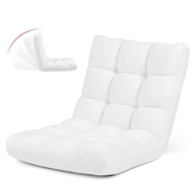 Sofá Perezoso Sofá Plegable Respaldo Ajustable 14 Posiciones Silla de Dormitorio Sala 105 x 56 x 15 cm Blanco