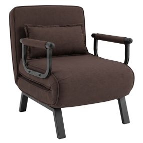 Sofá cama individual plegable 2 en 1 con cojín decorativo metálico café