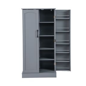 Armario de Despensa con 2 Puertas y 16 Estantes Dispositivos Antivuelco Moderno Armario para Salón Comedor 60 x 40 x 120 cm Gris