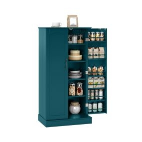 Armario de Despensa con 2 Puertas y 16 Estantes Dispositivos Antivuelco Moderno Armario para Salón Comedor 60 x 40 x 120 cm Verde