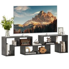 Mesa Consola de TV Ajustable de 3 Piezas para Televisiones de hasta 65" para la Sala de Estar Dormitorio y Estudio Gris
