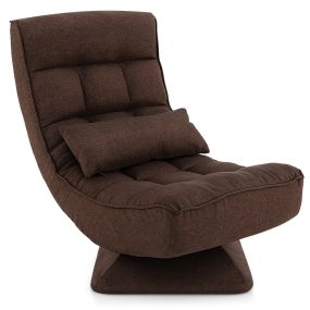 Silla de suelo ajustable 4 posiciones acolchada con base giratoria y almohada lumbar marrón