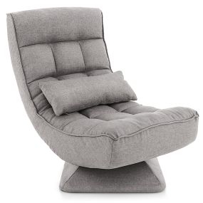Silla de Suelo Ajustable en 4 Posiciones Acolchada con Base Giratoria Almohada Lumbar sin Montaje-Gris