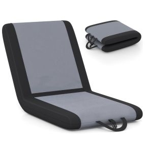 Silla de estadio acolchada con respaldo y 6 posiciones reclinables plegable gris