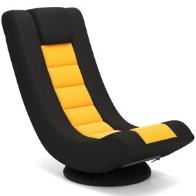 Silla de Juego Giratoria 360° Sillón de Piso Plegable Ajustable con 4 Posiciones Sillón Perezoso con Soporte Lumbar para Lectura Amarillo