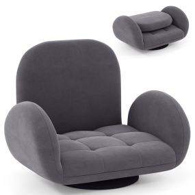 Silla de Piso Giratoria con Esponja Silla de Juego Plegable con Respaldo y Reposabrazos Ajustables Sillón Sofá Perezoso Reclinable Gris