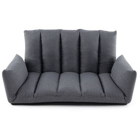 Sofá de Suelo Plegable Sillón Reclinable Tapizado con Respaldo y Reposabrazos Ajustables Asiento Acolchado para Juegos Salón Dormitorio Gris