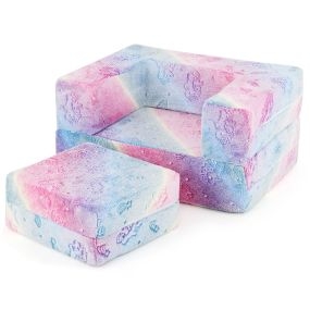 Sofá modular infantil para niños brilla en la oscuridad rosa con cojín y funda lavable a máquina