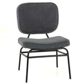 Silla de Acento Tapizada Silla de Lectura Sherpa Acolchado de Esponja Almohadillas Ajustables y Marco de Metal para Salón Dormitorio Gris