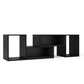 Consola de TV de 2 Piezas Centro de Entretenimiento Minimalista para TV de 50/55/60 Pulgadas Mesa de TV con Combinación Libre Negro