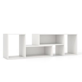 Consola de TV de 2 Piezas Centro de Entretenimiento Minimalista para TV de 50/55/60 Pulgadas Mesa de TV con Combinación Libre Blanco