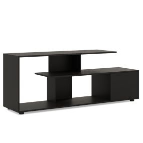 Soporte para TV hasta 55‘’ Mesa de Consola de Medios Asimétrica de 3 Estantes y Gabinete Centro de Entretenimiento para Sala de Estar-Negro