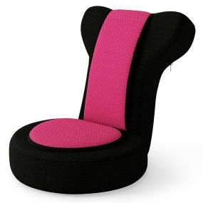 Silla de Suelo Silla de Sofá con Reposacabezas y Respaldo Ajustable Cojín de Asiento Acolchado de Esponja Marco de Metal Resistente Rosa