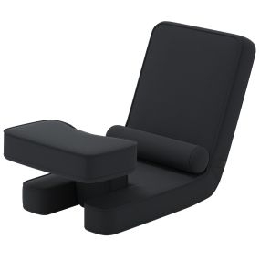 Sofá Plegable Silla de Juego con Respaldo Ajustable en 5 Niveles Reposapiés y Tablero de Mesa Cómodo Bolster Asiento Reclinable Negro