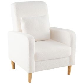 Silla de Relajación Simple con Forro Polar Sherpa y Grueso Relleno de Esponja con Reposabrazos y Patas de Apoyo 69 x 76 x 92 cm Blanco