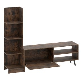 Soporte para TV de Hasta 50 Pulgadas con Compartimentos Abiertos y Estante Ajustable para Estar Dormitorio 140 x 31 x 115,5 cm Café
