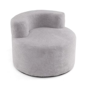 Silla Puff Sillón Individual en Forma de Luna con Forro de Felpa Teddy Suave y Respaldo Curvo Sofá Redondo Sin Bastidor para Lectura Gris