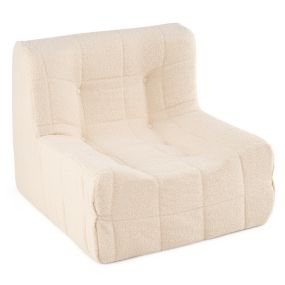 Puff con relleno incluido, respaldo ergonómico, base antideslizante, tejido suave beige
