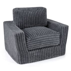 Sofá individual tipo puff de espuma 150 kg pana funda extraíble 90 x 80 x 80 cm gris