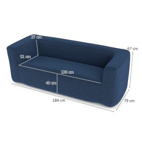 Sofá Hinchable Doble Sofá Hinchable Portátil con Funda Desmontable Reposabrazos Anchos y Asiento Espacioso Tumbona Hinchable Azul