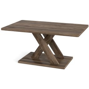 Mesa de centro moderna con soporte en X, gran resistencia, 95 x 58 x 45 cm, marrón