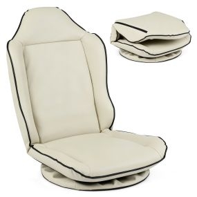Silla de suelo giratoria con respaldo ajustable 5 posiciones piel sintética beige 59 x 56 x 77 cm