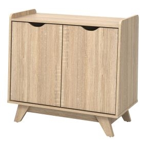Armario de Almacenamiento con Dos Puertas Estante Ajustable Madera de Ingeniería Patas Inclinadas Resistente 80 x 40 x 74 cm Natural
