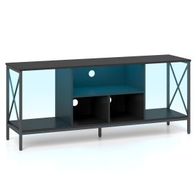 Mueble para Televisor con Luz LED y Mando a Distancia Estantes Abiertos Gran Capacidad de Carga Resistente 150 x 40 x 62,5 cm Negro