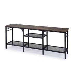 Mueble de TV Estilo Industrial con Estantes Abiertos Marco de Metal Resistente Gran Capacidad de Carga para Salón 140 x 30 x 56 cm Marrón