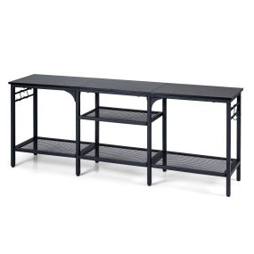Mueble para Televisor con Estantes Abiertos Estructura de Metal Resistente Gran Capacidad de Almacenamiento Seguro 140 x 30 x 56 cm Negro