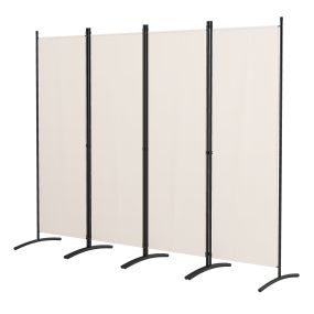 Separador de Ambientes de 4 Paneles Plegable Tela Resistente Estructura Metálica para Hogar y Oficina Interior 224 x 52 x 173 cm Beige