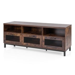 Mueble de TV Estilo Industrial con Tres Cajones Almacenamiento Abierto Madera Compuesta y Metal Muy Resistente 160 x 40 x 60 cm Marrón