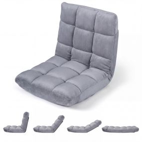 Sofá Suelo Plegable Respaldo 14 Posiciones Relleno Esponja Suave para Meditación Lectura Yoga Carga 160kg 98,5cm Gris