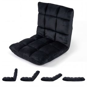 Sofá Suelo Plegable Respaldo 14 Posiciones Relleno Esponja Suave para Meditación Lectura Yoga Carga 160kg 98,5cm Negro