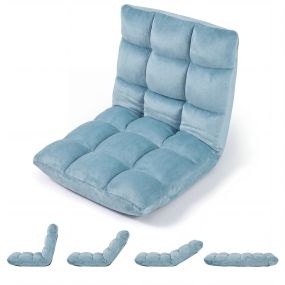 Sofá Suelo Plegable Respaldo 14 Posiciones Relleno Esponja Suave para Meditación Lectura Yoga Carga 160kg 98,5cm Azul Claro