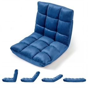 Sofá Suelo Plegable Respaldo 14 Posiciones Relleno Esponja Suave para Meditación Lectura Yoga Carga 160kg 98,5cm Azul Real