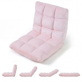 Silla de suelo plegable con respaldo ajustable 14 posiciones relleno esponjoso rosa claro