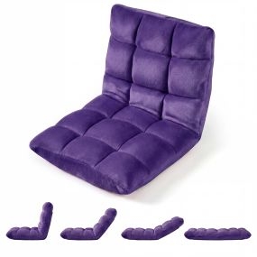 Silla de suelo plegable con respaldo ajustable 14 posiciones relleno esponjoso morado