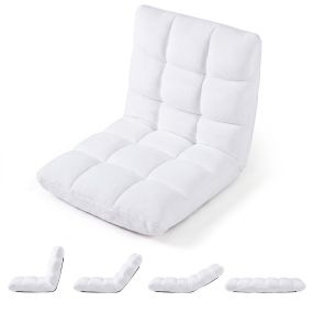 Silla de suelo plegable con respaldo ajustable 14 posiciones relleno esponjoso blanco