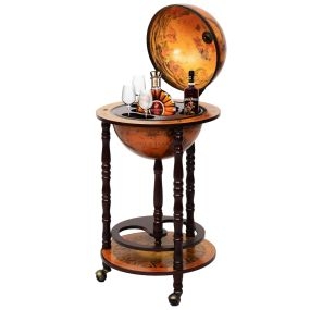 Globo Minibar Botellero Vintage Estante de Vino Carrito de Bar con Ruedas