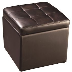 Taburete otomana de almacenamiento con tapa hermética en PU marrón 40 x 40 x 40 cm
