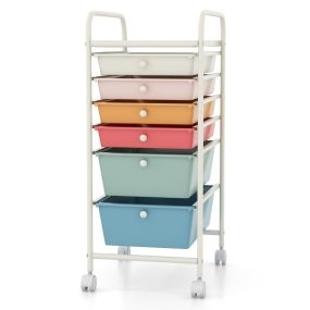 Carrito con Ruedas Baño Carro Auxiliar Almacenamiento con 6 Cajones Apilables Extraíbles para Cocina Oficina 34 x 43,5 x 76 cm Multicolor 1