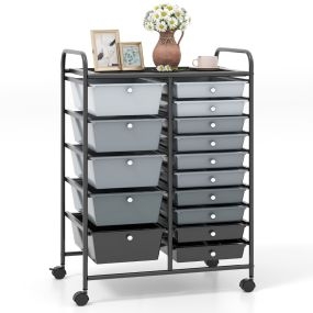 Carro Multiusos con Cajones Desmontables y Ruedas Bloqueables Organizador de Accesorios 63 x 37 x 87cm Mixto Gris