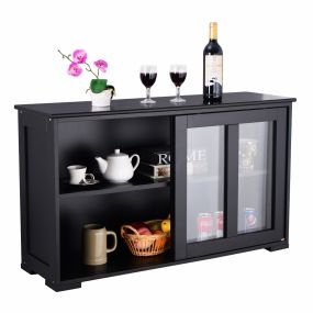 Aparador de Cocina Armario de Almacenamiento Gabinete Consola con 2 Estantes 2 Puertas 106 x 33 x 62,5 cm Negro