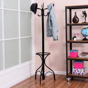 Perchero de Pie Soporte para Ropa Sombrero Metal Negro