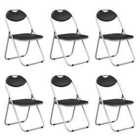 Juego de 6 Sillas Plegables Portátiles de Metal con Manijas de Transporte Almohadillas Antideslizantes Respaldo 47 x 46 x 80 cm Negro