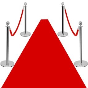 Barrera soporte guía para personas con 4 piezas, postes y base para hotel, aeropuerto, concierto y cine