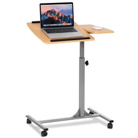 Escritorio portátil plegable para ordenador con tablero para ratón y soporte ajustable con 4 ruedas